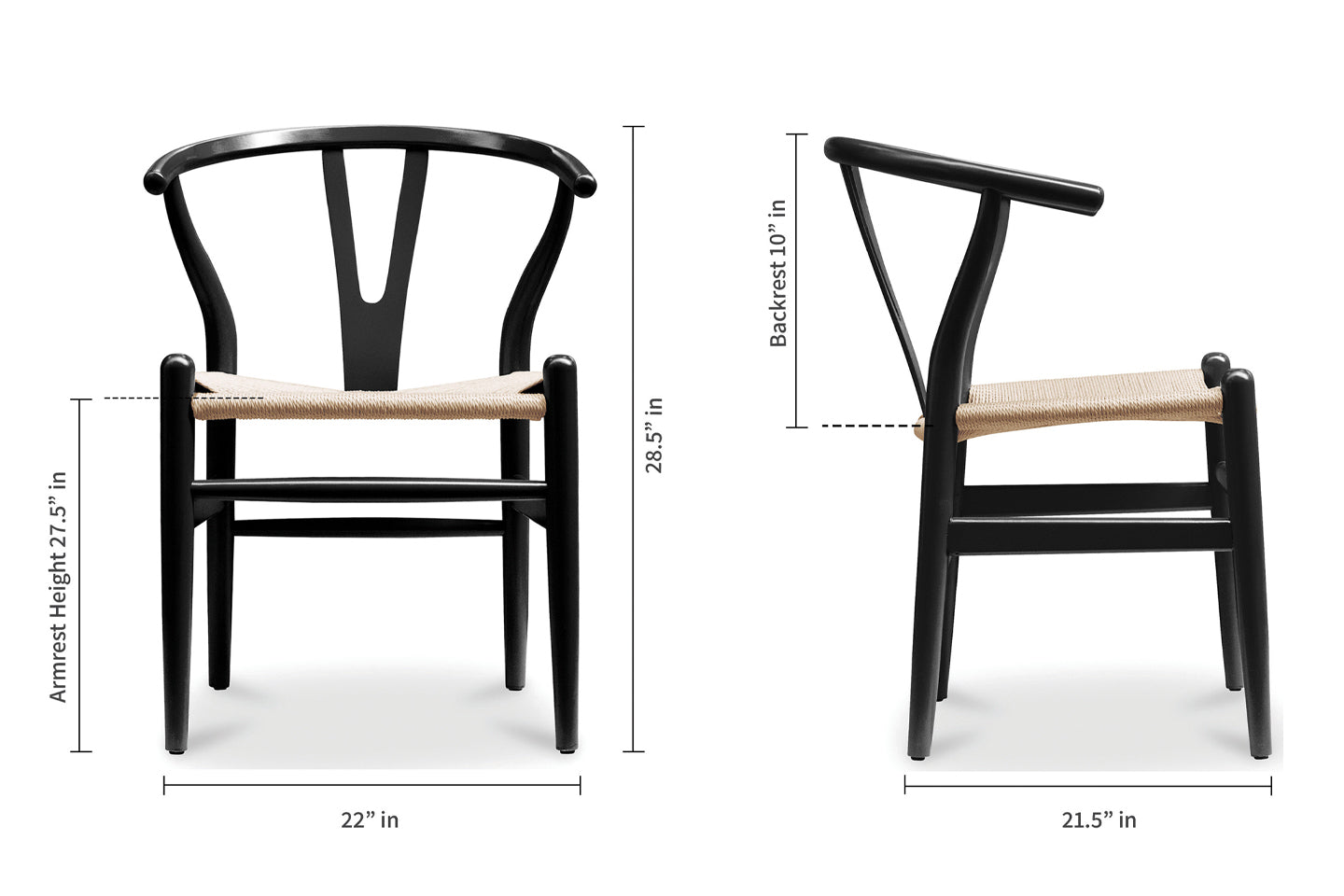 Wishbone Chair, Black with Natural Seat