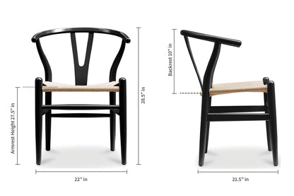 Wishbone Chair, Black with Natural Seat