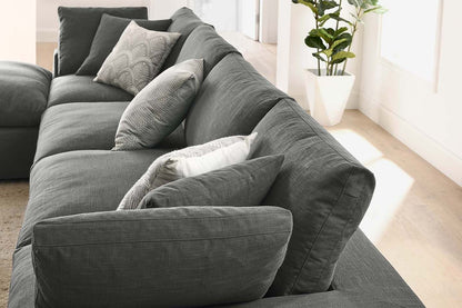 Commix Sectional Sofa With Ottoman, 4 Seater, Gray