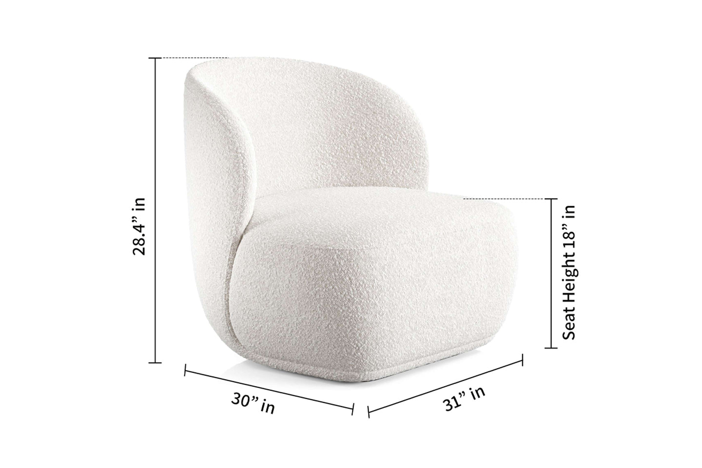 The Pipe Lounge Chair, Armless, White Boucle