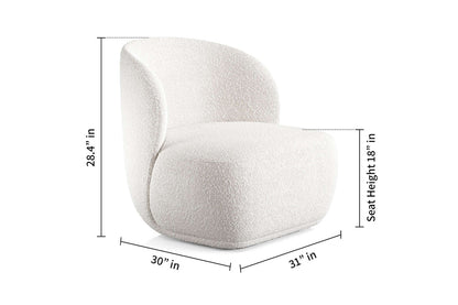 The Pipe Lounge Chair, Armless, White Boucle